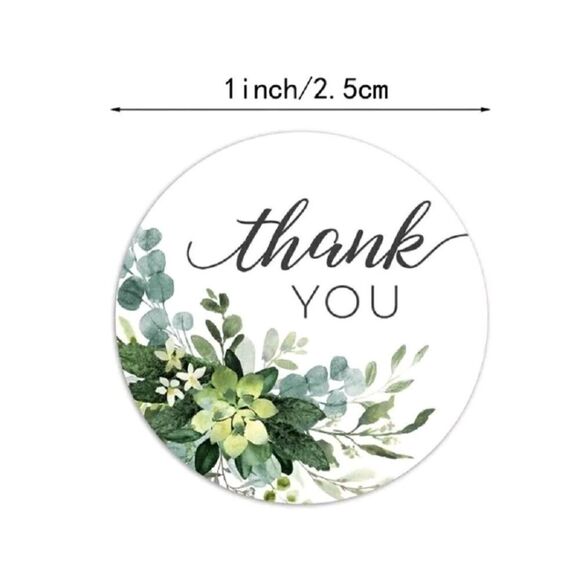Brand new 100pcs Thank you stickers bundle set green flower - Picture 2 of 3